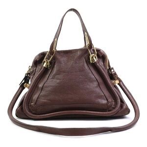 Chloe Paraty handbag shoulder bag brown gold leather